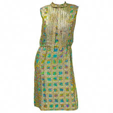 1960s Saks Fifth Avenue Blue And Gold Lame Psychedelic Swirl Cocktail Dress Cocktail Dresses With Sleeves Trendy Cocktail Dresses Summer Cocktail Dress