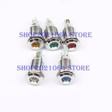 Led Metal Indicator Light 10mm Waterproof Signal Lamp Powe Light 6v 12v 24v 110v 220v Red Yellow Blue Green White 10mmx Lead Metal Indicator Lights Green White