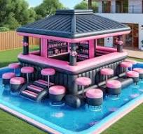 New Design Customized Outdoor Pool Inflatable Floating Pool Bar with Seats  for Backyard