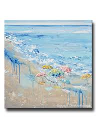 Modern minimalist wall art for your interior decorations. Original Art Abstract Painting Beach Umbrellas Blue Coastal Wall Decor Contemporary Art By Christine