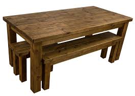 Our raw edge wood benches are handcrafted with care to ensure the highest quality. Tortuga Rustic 7x3 Wooden Farmhouse Dining Table With 2 Benches