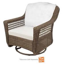 Hampton Bay Spring Haven Grey Wicker Outdoor Patio Swivel By Home Depot Havenly Outdoor Chair Cushions Patio Furniture Covers Outdoor Chairs
