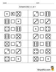 Free Printable Dice Math Worksheet Less Than More Than Equal To Kids Math Worksheets Kindergarten Math Worksheets Printable Math Worksheets