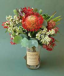 Christmas Posy At Native Bunch Red Pincushion White Ti Tree Red Christmas Bush Woolly Bush Berzilli Australian Native Flowers Flower Bouq Flower Delivery