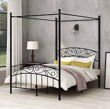 Dover textured black full canopy bed. Amazon Com Aufank Full Size Metal Canopy Bed Frame Platform With Vintage Headboard And Footboard No Box Spr Canopy Bed Frame Bed Frame Bed Frame And Headboard