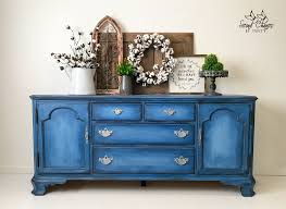Blue buffet & dixie belle paint giveaway! Buffet Painted In Annie Sloan Napoleonic Greek Blue Giverny Louis Blue And Graphite Blended Technique Clear Refinishing Furniture Furniture Cool Furniture
