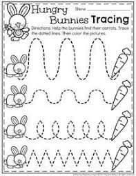 These easter tracing worksheets were created with toddlers and preschoolers in mind. Preschool Tracing Worksheets For Spring Hungry Bunnies Line Tracing Easter Preschool Spring Worksheets Preschool Spring Preschool