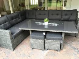 hoek loungeset wicker vlechtwerk grijs antraciet terrasmeubilair tuintafels tuinsets