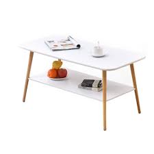 Home Warehouse Double Layer Coffee Table White Living Room Sofa Table Wood Rectangular Table Corner Coffe Coffee Table White Sofa Living Room Living Room Sofa