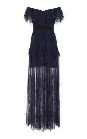 Off The Shoulder Lace Maxi Dress By Self Portrait Now Available On Moda Operandi Off Shoulder Lace Dress Cocktail Dress Lace Lace Blue Dress