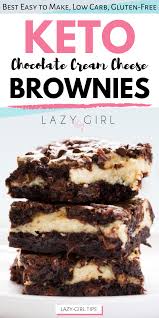 Easy Low Carb Keto Brownies Best Chocolate Cream Cheese Brownies Lazy Girl In 2020 Cream Cheese Keto Recipes Cream Cheese Brownies Keto Dessert Easy