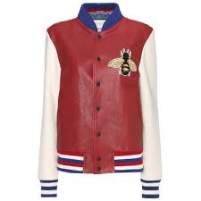 Gucci Leather Bomber Jacket With Applique 3 750 Liked On Polyvore Featuring Outerwear J Embroidered Bomber Jacket Leather Bomber Jacket Red Bomber Jacket