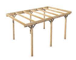 Freestanding Solid Wood Carport Flat Roof Kvh 3000x5000mm Stable Durable Timber In Garden Patio Garden Structu Timber For Sale Carport Free Standing Carport