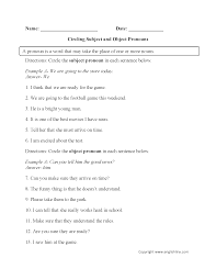 Pronouns Worksheets Subject And Object Pronouns Worksheets Object Pronouns Grammar Worksheets Verb Worksheets