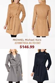 Long sleeves with belted snap cuff trim. Ù†ÙØ· Ù…ØªÙ‡Ù… Ø³Ù…Ø§ÙƒØ© Michael Kors Asymmetrical Belted Coat Cabuildingbridges Org