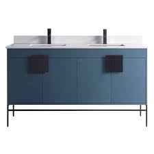 Check spelling or type a new query. Shawbridge 60 Modern Double Bathroom Vanity French Blue With Black Hardware Anve Kitchen And Bath