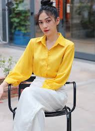 Áo Sơ Mi Lụa Nữ Tay Dài Trơn Basic - Phối Gì Cũng Đẹp