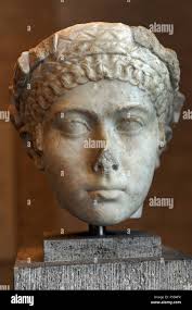 Roman art. Head of a woman, with garland of ears of corn. Pristess. About  140 AD. Glyptothek. Munich. Germany Stock Photo