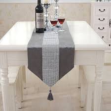 Hangnuo Wedding Elegant Tassel Sequined Rhinestone Contracted Classic Table Runner 1370inch Silver Grey Fancy Table Classic Table Christmas Table Decorations