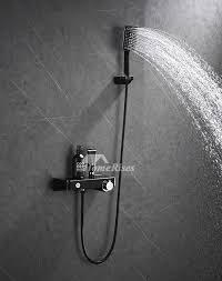 How to choose a good bathtub faucet? Button Rain Shower Set Bathtub Faucet Polished Brass Luxury Bathroom Wall Mount Hand Shower Chrome Black