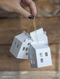 Diy Paper House Christmas Ornament Lia Griffith Paper Christmas Ornaments Christmas Paper Crafts Paper Christmas Tree