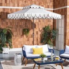 Safavieh maui 9' market crank striped tilt patio umbrella, beige/white. Patios With Umbrellas Outdoor Living Outdoor Umbrellas Patio Outdoor Patio Umbrellas Patio Umbrella Patio Umbrellas