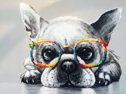 Canvas Picture With Dog In Colourful Glasses Animal Paintings Animal Art Puppy Art