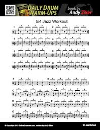 5 4 jazz workout sheet music onlinedrummer com