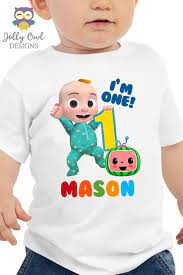 Cocomelon Party Printable Tshirt Iron On Transfer Personalized For Age 1 Kids Themed Birthday Parties Baby Birthday Party Boy Baby Boy 1st Birthday Party
