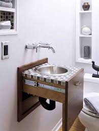Small Bathroom For Downstairs Pull Out Sink Could Be Used With Tub Shower Combo And Only Have One Faucet Unique Bathroom Small Bathroom Small Bath