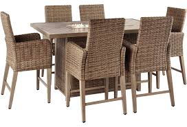 Includes fire pit table + 6 chairs with cushions. Signature Design By Ashley Beachcroft 7 Piece Outdoor Bar Fire Pit Table Set Houston S Yuma Furniture Outdoor Pub Dining Sets