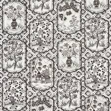 Black And White Fabric Pattern Names Ting Ting 178570 In Black Schumacher Fabrics Inspired By A Ming Era Ginger Jar Ting Ting Captures The Perennial Schumacher Fabric Fabric Discount Fabric