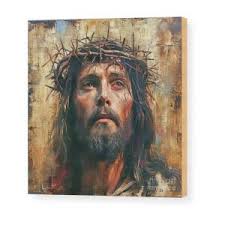 Christ Carrying The Cross Wood Print by Tina LeCour