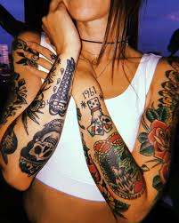 Danica Landry On Instagram Can T Go Wrong With A Summer Tan A White Tank And Some Trad Traditional Tattoo Sleeve Sleeve Tattoos For Women Traditional Tattoo