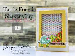 Plentiful plants bundle to create a fun fold card design. Turtle Friends Shaker Kids Card Video Tutorial Stamp Happy Jacque Williams Stampin Up Demonstrator
