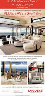 Neighboring san diego has many benefits when buying furniture from us. 81st Anniversary Event Lawrence Contemporary Furniture San Diego Ca