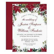 Red Poinsettia Floral Christmas Watercolor Wedding Invitation Zazzle Com Christmas Wedding Invitations Watercolor Wedding Invitations Red Wedding Invitations