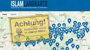 Nach der kooperation mit der dokustelle politischer islam will die uni die verbindung dazu kappen. Islam Landkarte Nach Ovp Aktion Hangen Rechtsextreme Warnschilder Vor Moscheen Auf Belltower News