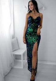 Ariella Black Green Sequinned Gown Formal Dress Emerald Green Prom Dress Prom Outfits Black Prom Dresses
