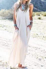 Spaghetti Strap Solid Color Sleeveless Maxi Dress Fashion Boho Fashion Beach Maxi Dress