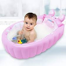 Amazon Com Relaxing Baby Inflatable Baby Bathtub Newborn Baby Bathtub Seat For Infant Non Slip Baby Pool For Sitting Up Portable Toddler Tub Shower Foldable Travel Tub With Pool Toy Air Pump Accessories