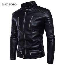 Fashion Wholesale Multi Zipper Button Collar Men Punk Motorcycle Leather Jacket Chernye Kozhanye Kurtki Muzhskaya Kurtka Muzhskie Kozhanye Kurtki