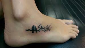 Birds On A Branch Tattoo My Newest Tattoo Two Love Birds On A Branch With A Baby Bird More Baby Birds Will Be Added When We Have More Babies Foot Tattoos Tattoos Two Birds Tattoo