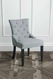 High Quality Buttoned Upholstered Scoop Back Dining Chair Black Legs Grey Dining Chairs Grey Upholstered Dining Chairs Solid Wood Dining Chairs
