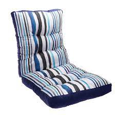 Lnc indoor outdoor lounge chair cushions patio high back cushion green. Style Selections High Back Patio Chair Cushion 46 In Striped Blue 2779529 Rona