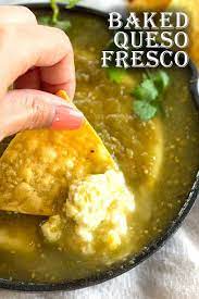 Baked Queso Fresco Dip Recipe With Salsa Verde My Best Tip How To Melt This Cheese Appetizer Mexican Foodga Queso Fresco Recipe Recipes Appetizer Recipes