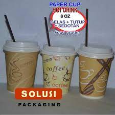 Beli gelas aqua gelas plastik kopi ukuran 220 ml cup bening. Gelas Kopi Kertas 8 Oz Lengkap Tutup Sedotan Paper Cup Shopee Indonesia