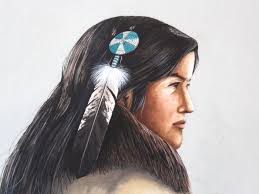 Native American Watercolor Painting Walther Von Krenner 1960s 1970s Framed  Matted Photo Realism Art Squaw Woman Female Collectible Very Rare