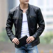 Dimusi Mens Leather Jacket Slim Short Leather Jackets Stand Collar Casual Male Motorcycle Leather Jack Leather Jacket Short Leather Jacket Men S Leather Jacket