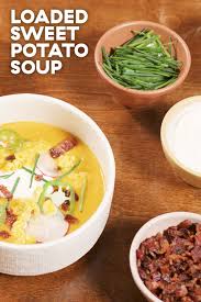 This Loaded Sweet Potato Soup Tastes Super Good Recipe In 2020 Sweet Potato Soup Recipes Sweet Potato Soup Recipes